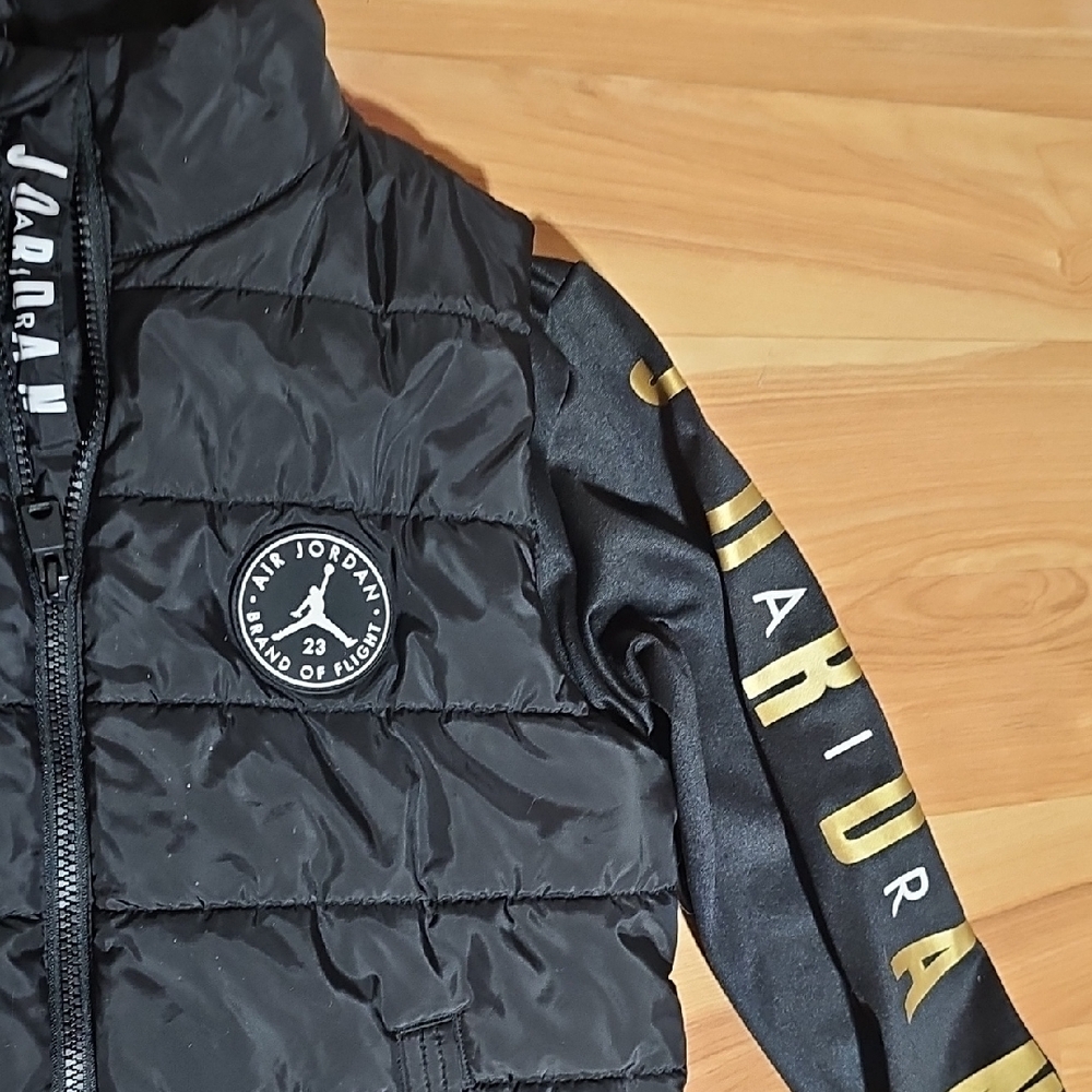 Jordan Black Puffer Jacket with Hood And Zip Up Sweatshirt. (2items) - Picture 2 of 5